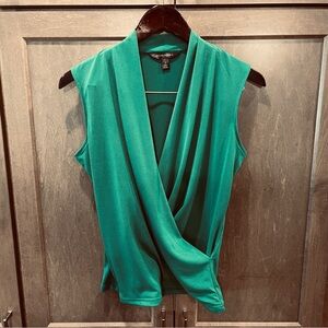 Banana Republic Green Sleeveless Drape Blouse